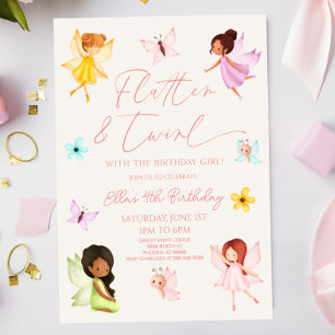 Invitation Flutter et Twirl Fairy Enchanted Anniversaire fête