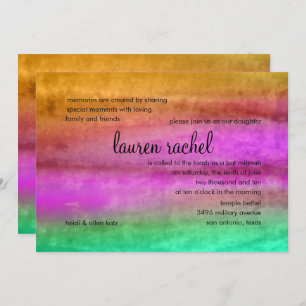 Invitation Flux d'aquarelles bat mitzvah