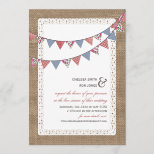 Invitation Flux en direct Mariage virtuel Lace Burlap Bunlap