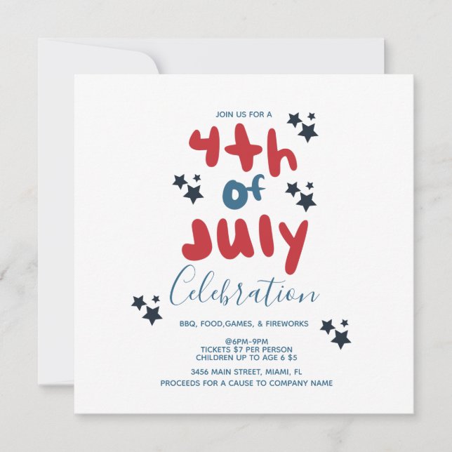 Invitation Flyer BBQ Étoiles Groovy 4 juillet   (Devant)