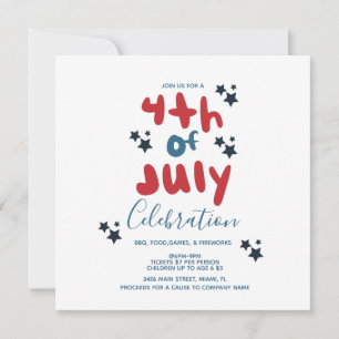 Invitation Flyer BBQ Étoiles Groovy 4 juillet  
