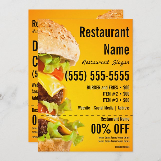 Invitation Flyer Burger 5x7 (Devant / Derrière)