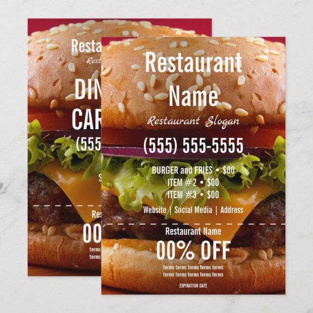 Invitation Flyer Burger 5x7 (Devant / Derrière)