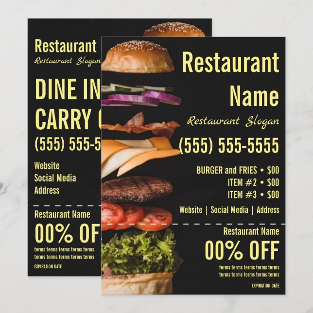 Invitation Flyer Burger 5x7 (Devant / Derrière)