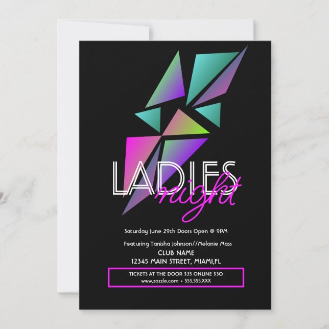 Invitation Flyer Club de Nuit Fractal pour les Dam (Devant)