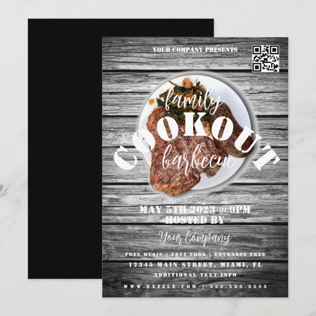 Invitation Flyer de barbecue à la cuisson de famille pour un  (Devant / Derrière)