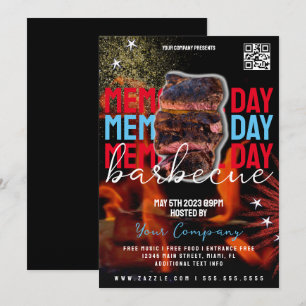Invitation Flyer de barbecue de la fête du Memorial Day patri