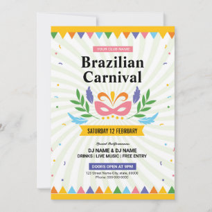 Invitation Flyer de la fête du carnaval du Brésil