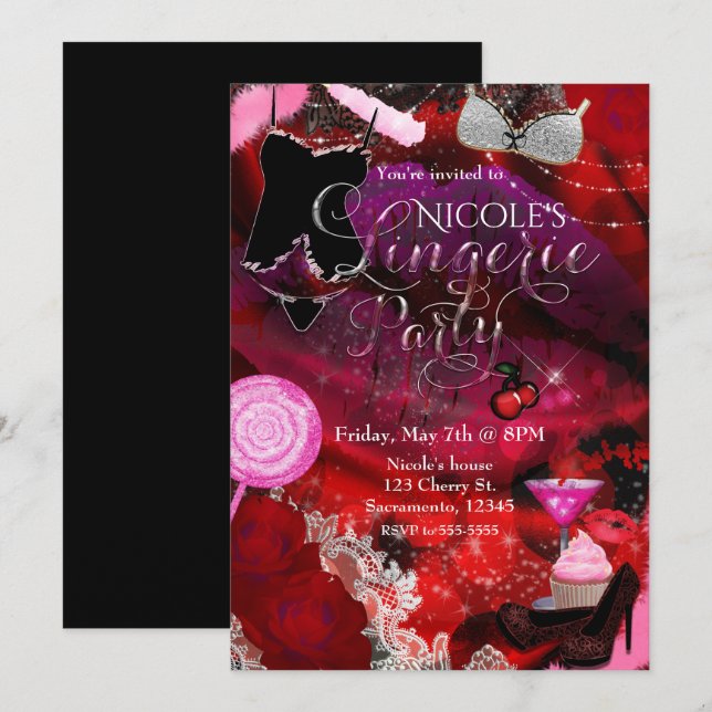 Invitation Flyer d'invitation pour filles de soirée lingerie  (Devant / Derrière)