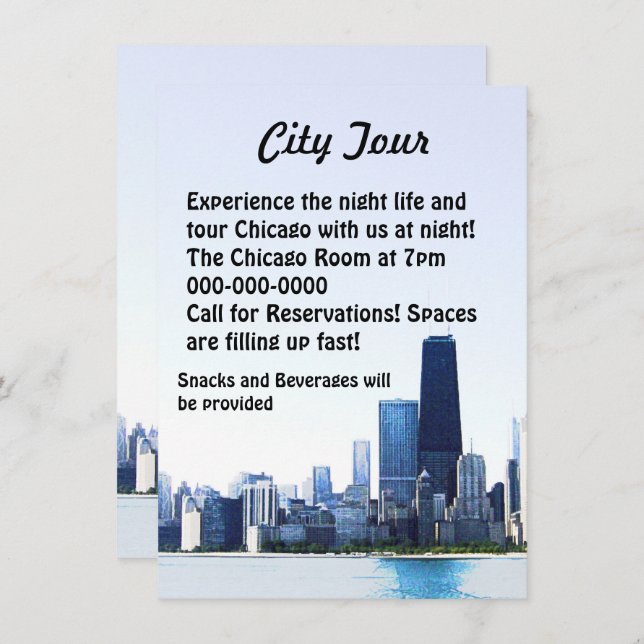 Invitation Flyer du Chicago Tour (Devant / Derrière)