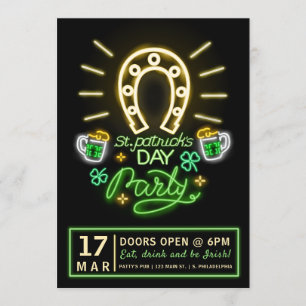 Invitation Flyer du Neon Party de la Saint-Patrick