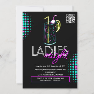 Invitation Flyer néon de cocktail du Ladies Night Club