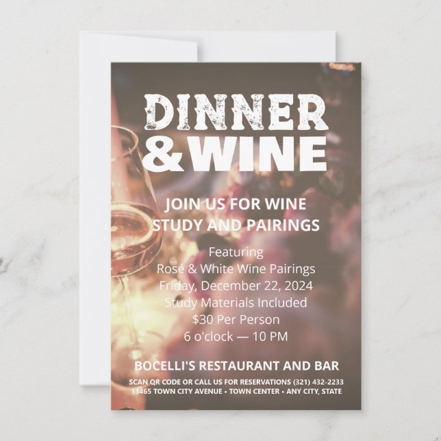 Invitation Flyer Photo pour Dîner Rustique et Vin (Devant)