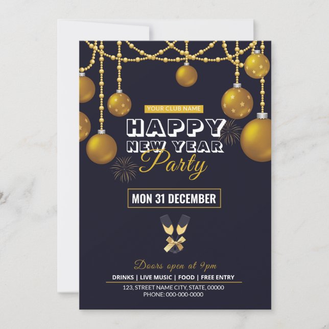Invitation Flyer pour la fête du Nouvel An (Devant)