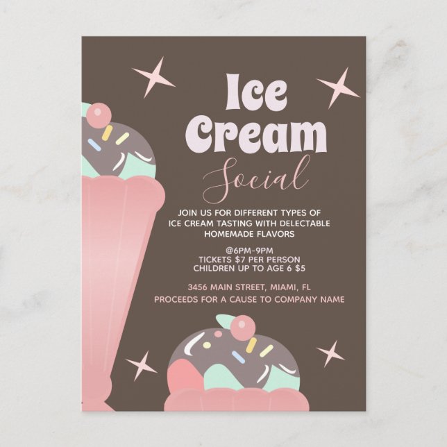 Invitation Flyer pour une Soirée de Crème Glacée R (Devant)