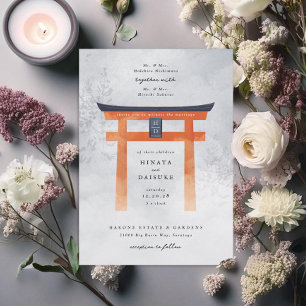 Invitation Foggy Japonaise Torii Gate Romantique Mariage