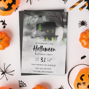 Invitation Foggy Mansion Halloween Anniversaire Fête Invitati