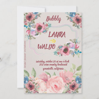 Invitation Foil Mariage Bulles Pivoine Antique