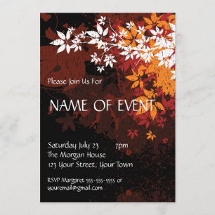 Invitation Foilage orange et blanc élégant fait sur commande