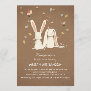 Invitation foin de lapin douchette nuptiale en bois