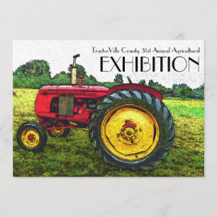 Invitation Foire agricole, traction de tracteur, exposition