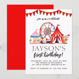 Invitation Foire du Carnaval de Cirque Ferris Fête de Roue An