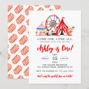 Invitation Foire du Carnaval du Cirque Show Party Enfant Anni