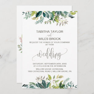 Invitation Foliage avec Mariage de support de couronne Monogr