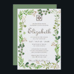Invitation Foliage Bat mitzvah classique à l'aquarelle<br><div class="desc">Composé d'élégantes typographies de scénario serif et cursive sur un cadre botanique verdoyant vert verdoyant. 

Il est conçu par Select Party Supplies,  exclusif pour Zazzle.

Disponible ici :http://www.zazzle.com/store/selectpartysupplies</div>