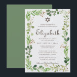 Invitation Foliage Bat mitzvah classique à l'aquarelle<br><div class="desc">Composé d'élégantes typographies de scénario serif et cursive sur un cadre botanique verdoyant vert verdoyant. 

Il est conçu par Select Party Supplies,  exclusif pour Zazzle.

Disponible ici :http://www.zazzle.com/store/selectpartysupplies</div>