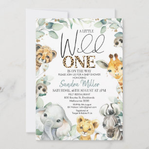 Invitation Foliage Cheetah Imprimer Safari Wild One Baby show