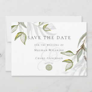 Invitation Foliage de sauge poussiéreuse rustique aquarelle E
