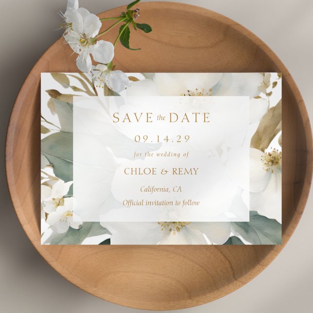 Invitation Foliage Floral Aquarelle Mariage Enregistrer la da (Créateur téléchargé)