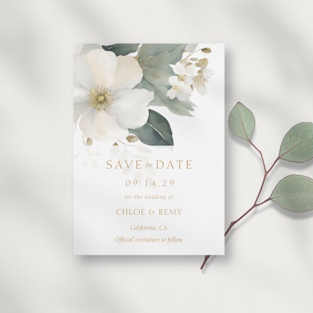 Invitation Foliage Floral Aquarelle Mariage Enregistrer la da (Créateur téléchargé)
