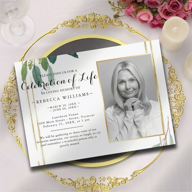 Invitation Foliage moderne Photo botanique Célébration de la  (Créateur téléchargé)