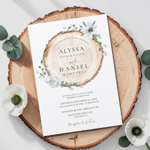 Invitation Foliage rustique Aquarelle mariage botanique