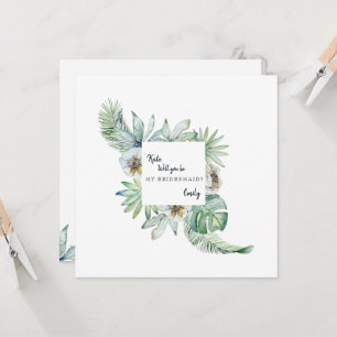 Invitation Foliage Tropical Mariage Blanc Serez-vous mon