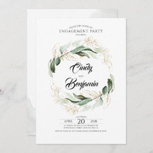 Invitation Foliage vert et Gold Feuilles