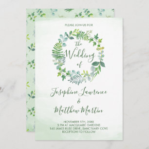 Invitation Foliage Wreath Aquarelle Verdure Mariage