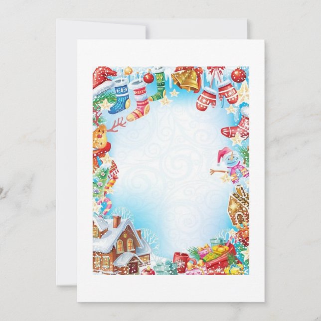 Invitation Folie de fête : papier à lettres de Noël (Devant)
