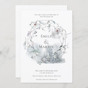 Invitation Foliole d'hiver Aquarelle Berries Mariage feuille