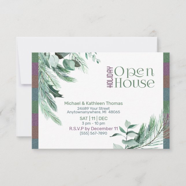 Invitation Folithe de Noël Design moderne Maison ouverte (Devant)