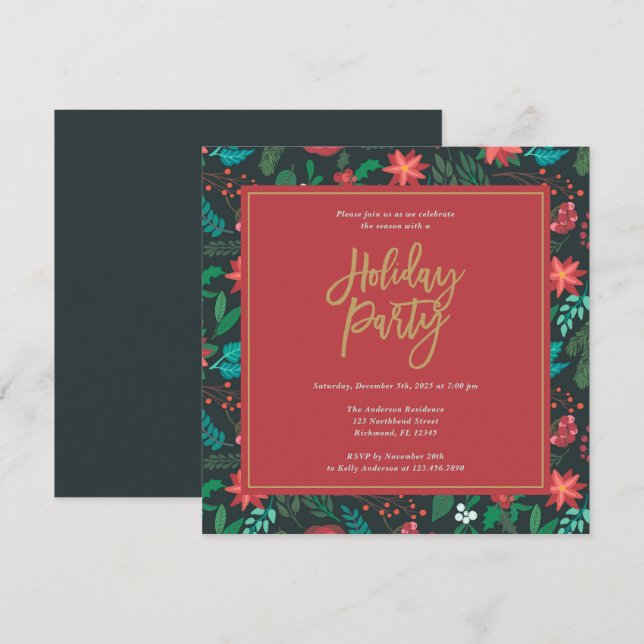 Invitation Folithe de Noël et fête de Noël (Devant / Derrière)