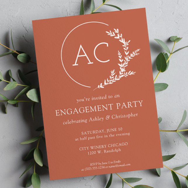 Invitation Folithe moderne Frame Cuivre Red Engagement Party (Créateur téléchargé)