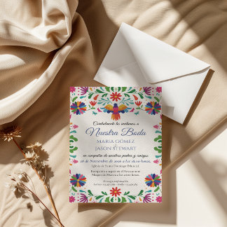 Invitation Folk Art Coloré Fiesta Florale Mariage Espagnol