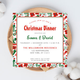 Invitation Folkart scandinave Motif w Oiseaux Noël