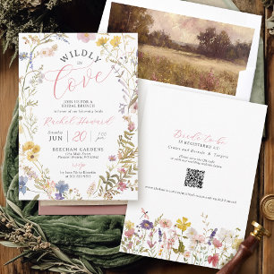 Invitation Folle Amoureuse Aquarelle Fête de Mariage aux Fleu