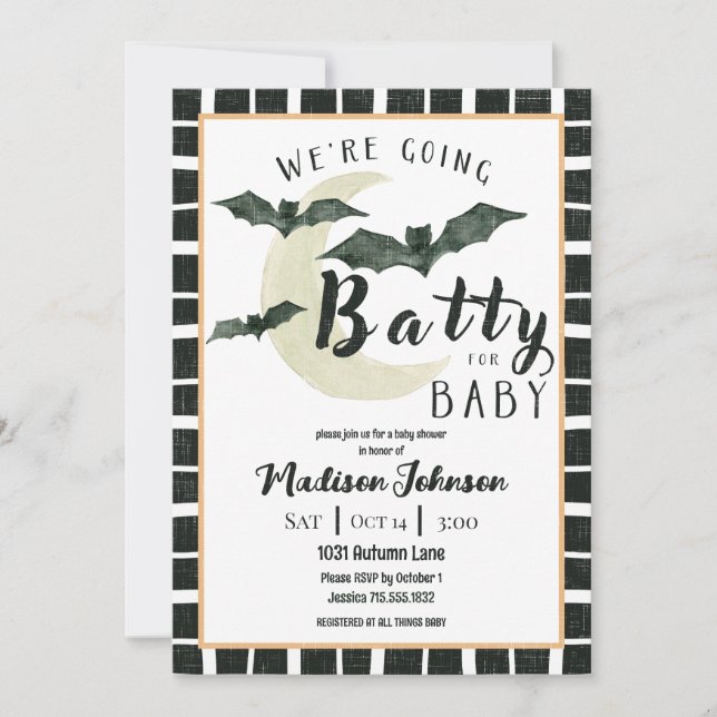Invitation Folle de Bébé pour la Fête de Bébé d'Octobre Code  (Devant)