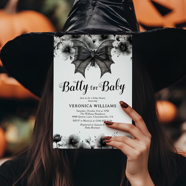 Invitation Folle de bébé pour une Baby Shower Halloween gothi (Créateur téléchargé)