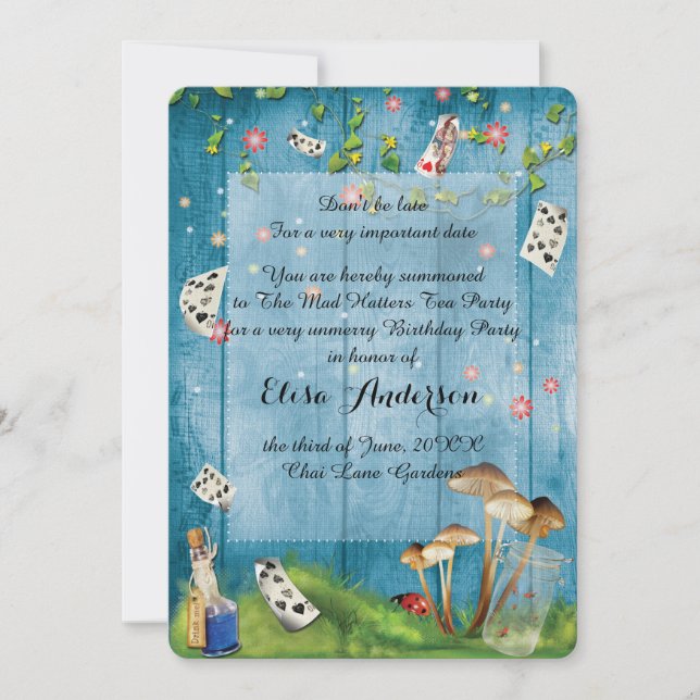 Invitation folle de fête d'anniversaire de thé de (Devant)